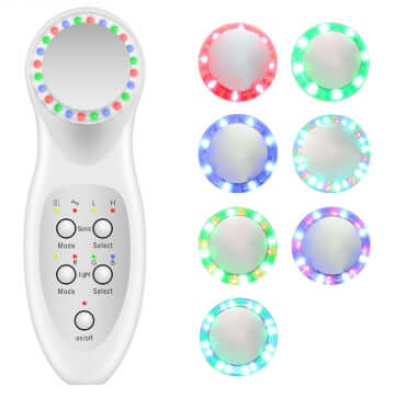 Beauty Care Instrument LED Light Therapy Professional Skin Therapy device in white, featuring seven multi-colored LED settings for skincare.