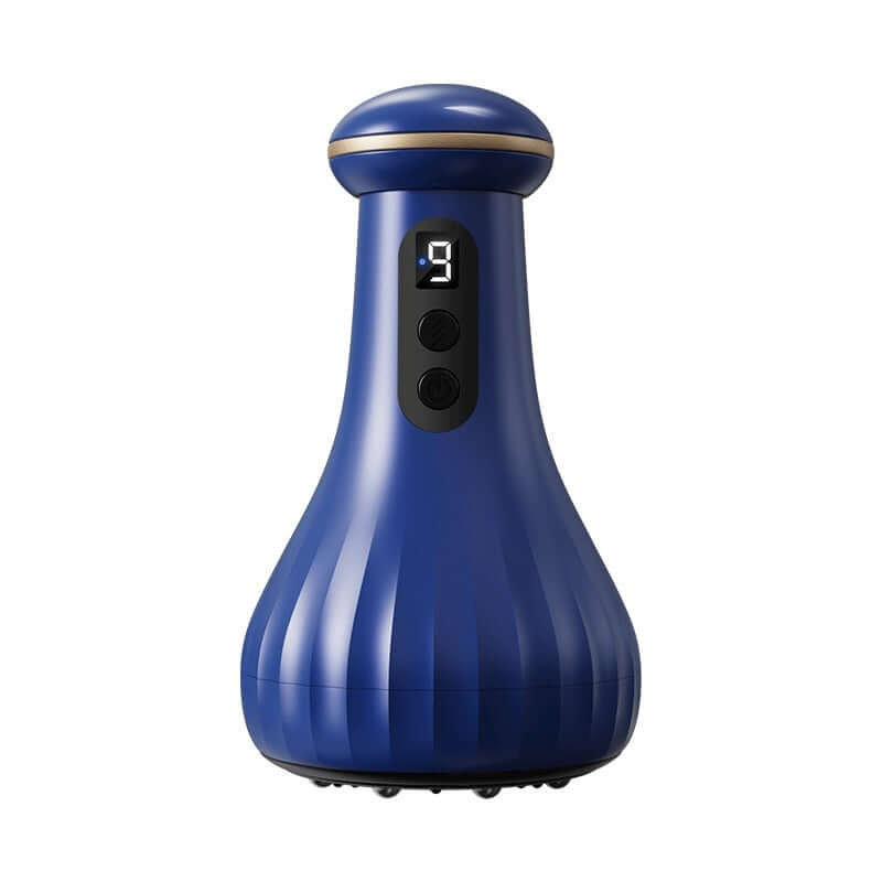 Household Gua Sha Meridian Massage Device in blue color with digital display for relaxation and wellness.