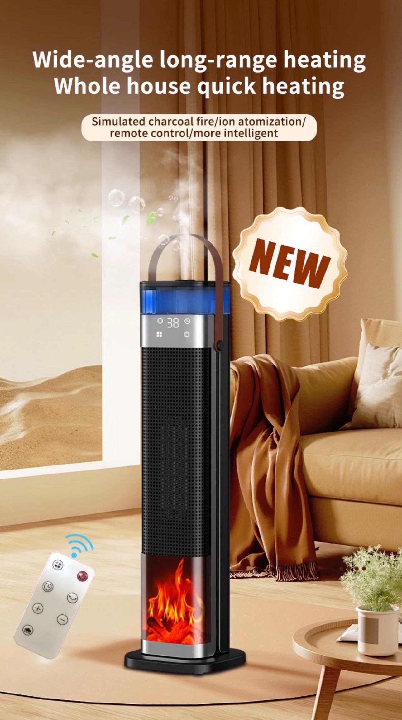 2-in-1 Space Heater and Humidifier with Remote Control