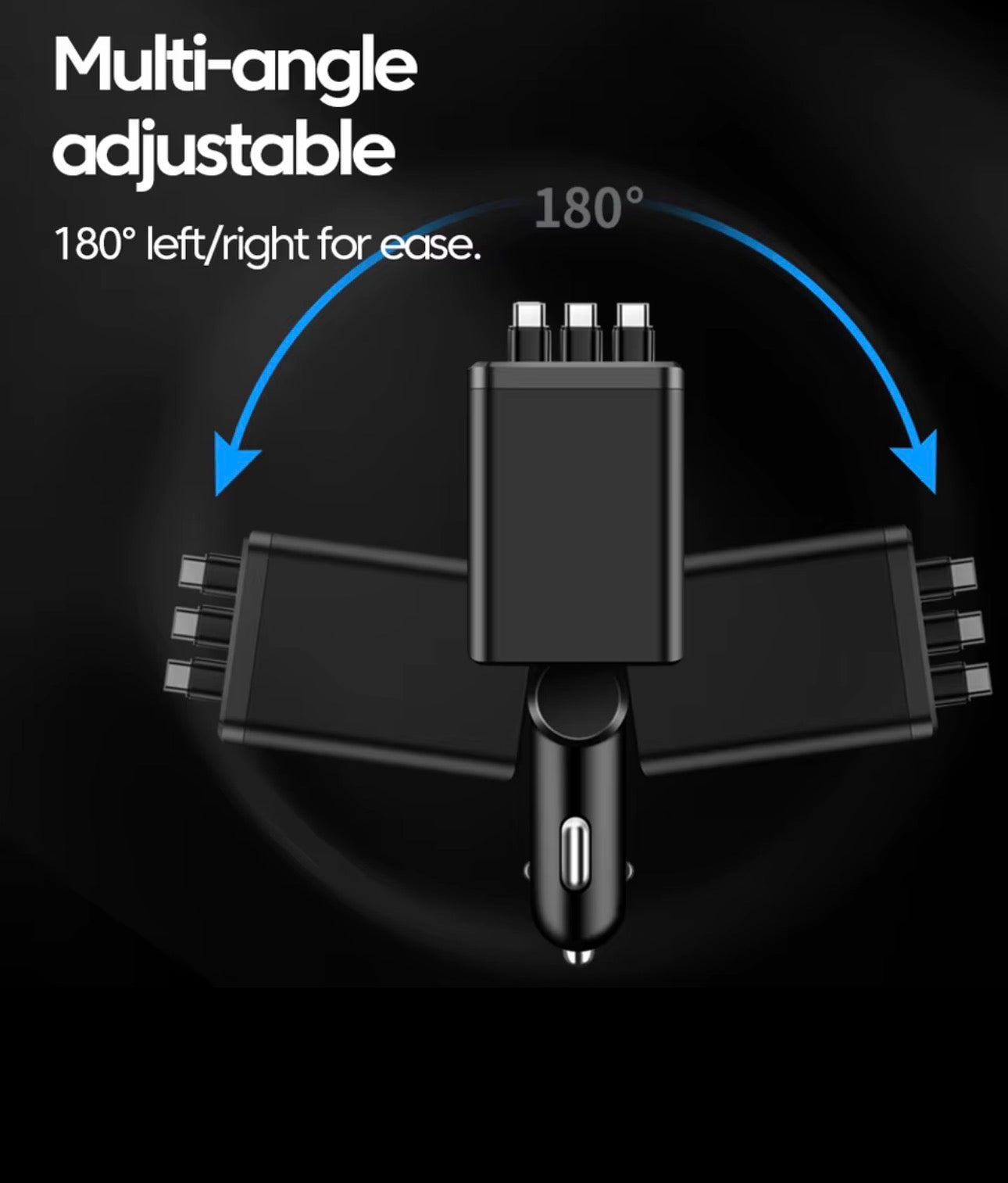 7 in 1 Retractable Car Charger with Roof Starry Lamp,148W Max 4 Ports USB+PD Phone Charger Fast Charging with Digital Voltmeter
