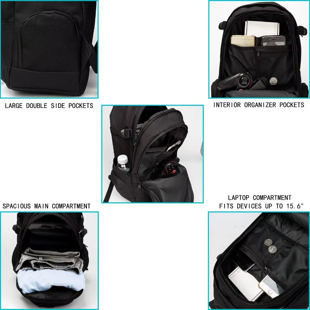 Lightweight school backpack with laptop compartment showing spacious main compartment and organizer pockets.