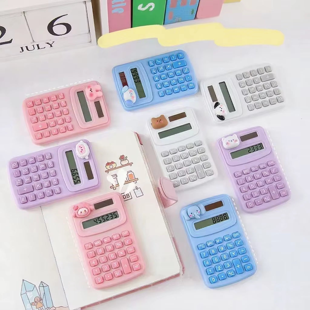 Colorful portable mini cute calculator assortment for students and office use.