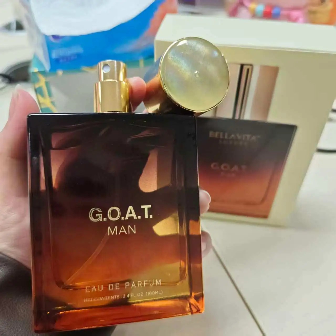 BellaVita Luxury Goat Man perfume bottle and box, 100ml Eau de Parfum for men.