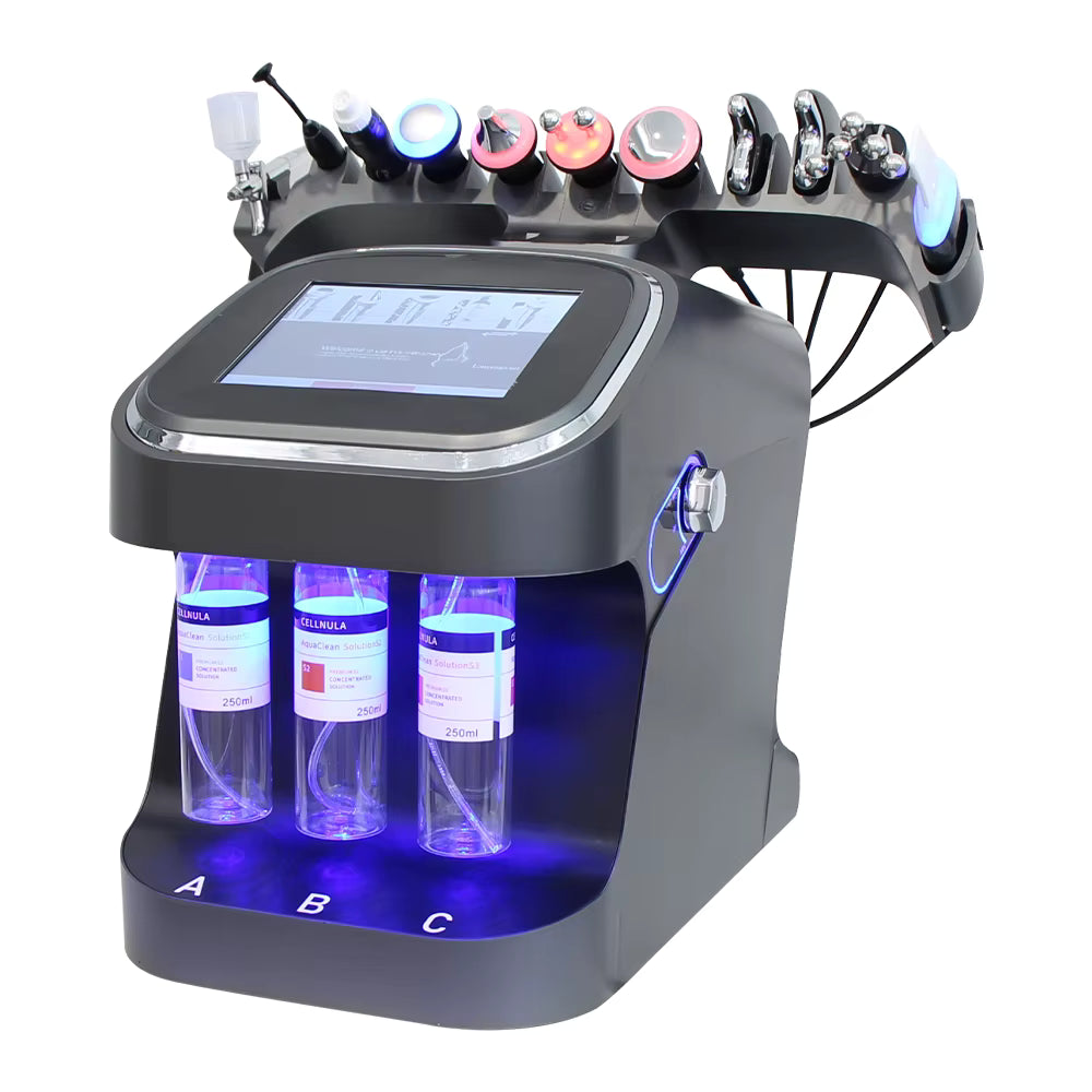 AOKO 10 in 1 facial spa machine with display and hydrogen purification, showcasing professional beauty technology.